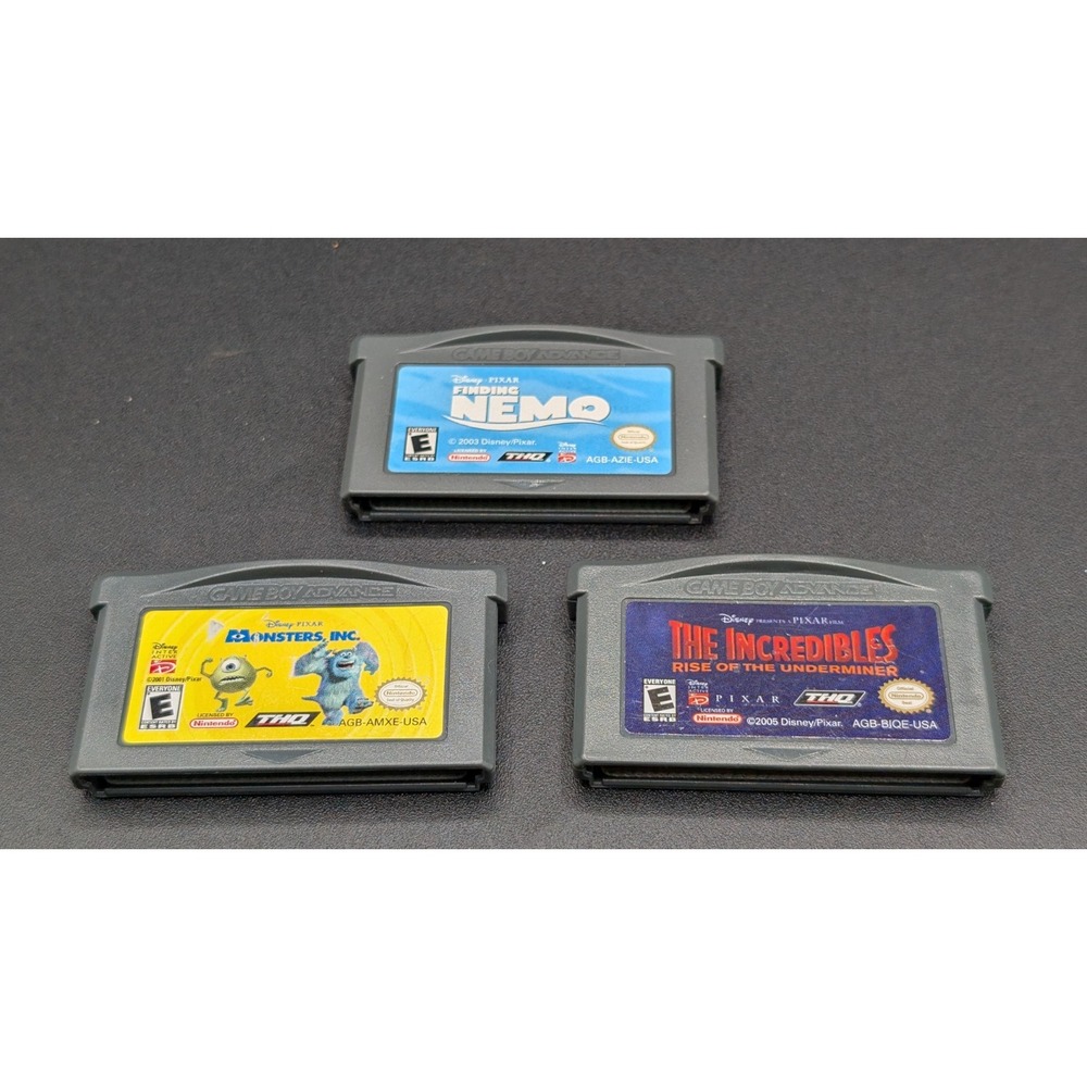 Nintendo GameBoy Advance Game Lot Of 3 (Incredibles, Finding Nemo, Monsters Inc)